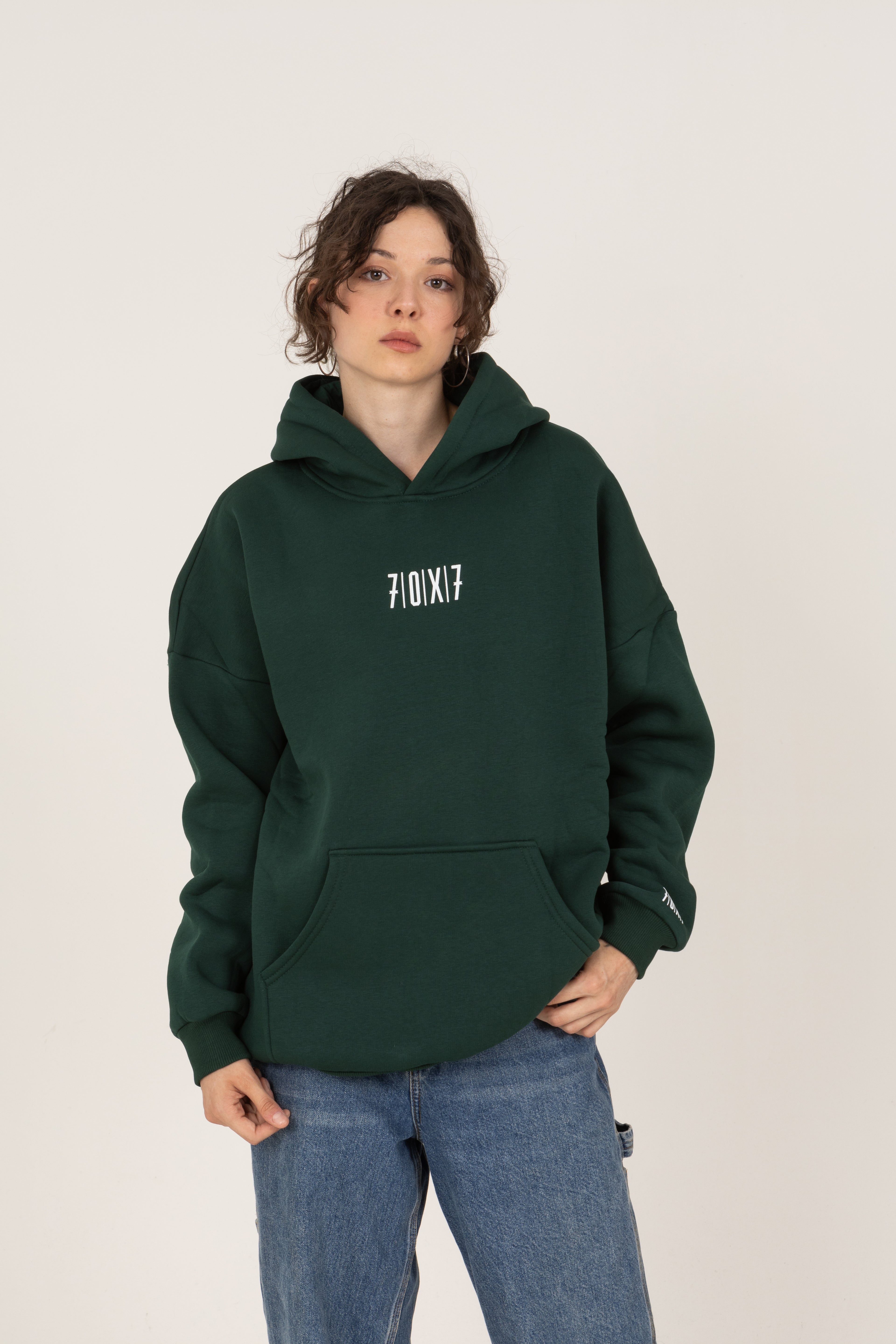 70X7 Yeşil Kapüşonlu Sweatshirt