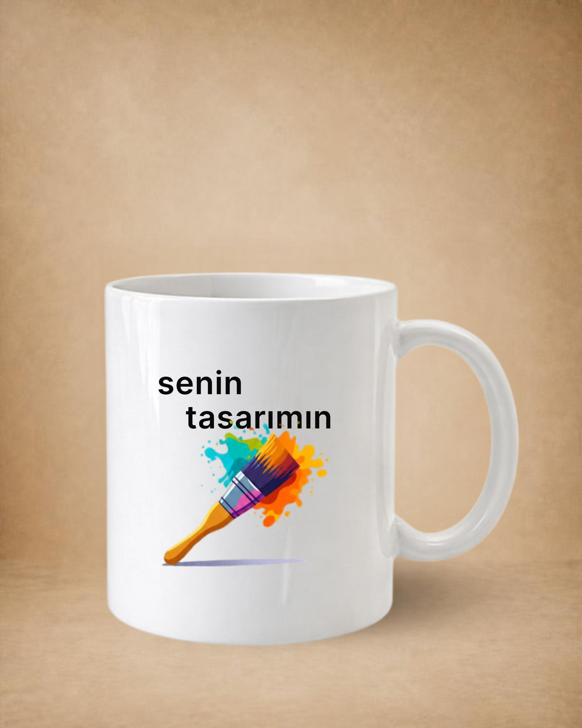 Kendin Tasarla Kupa 300ml, kendi tasarımınızın basılacağı beyaz kupa örneği