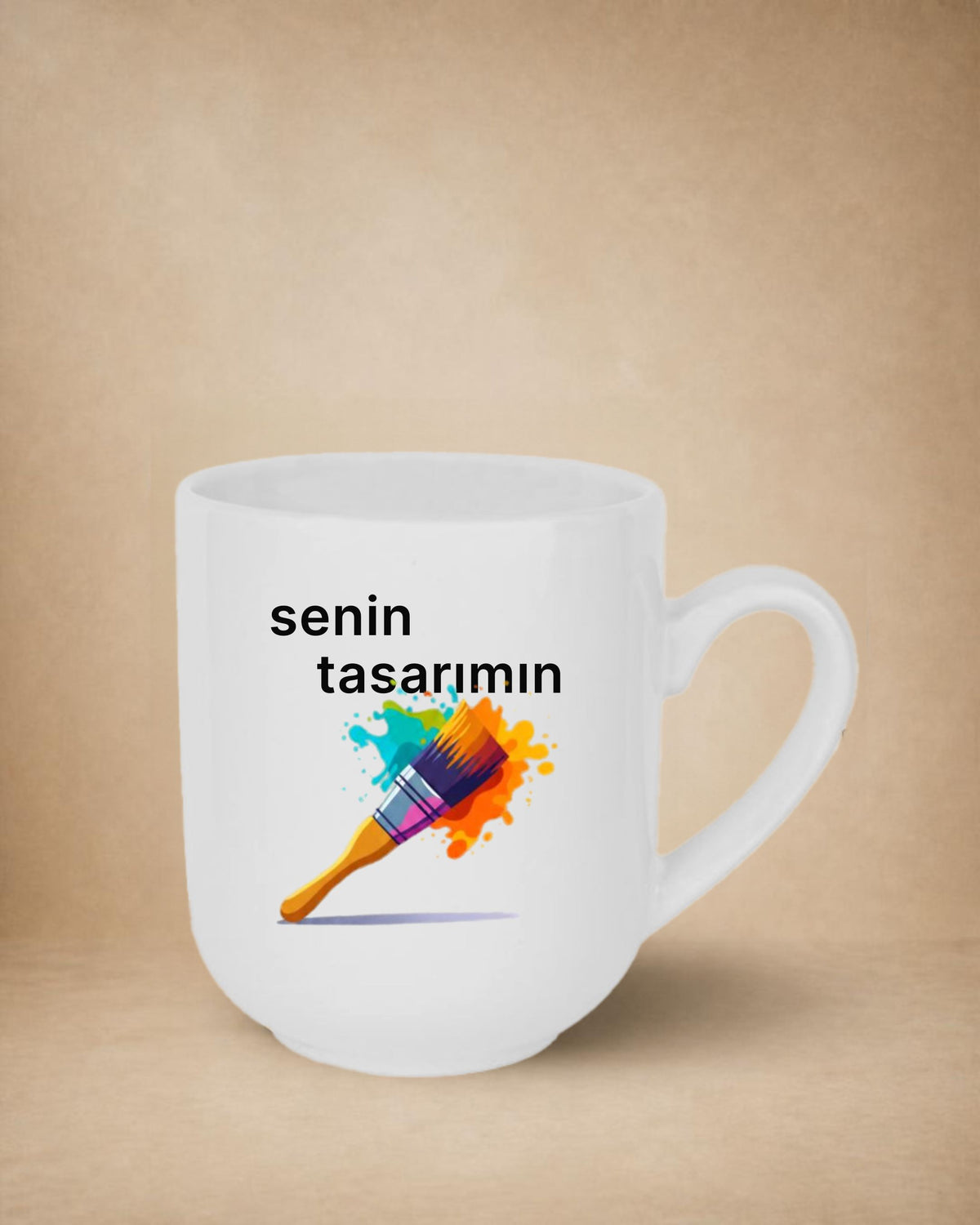 Kendin Tasarla Kupa 280ml, kendi tasarımınızın basılacağı beyaz kupa örneği